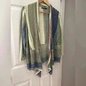 Nic +  Zoe plus size 1x linen multi colored 3/4 cardigan